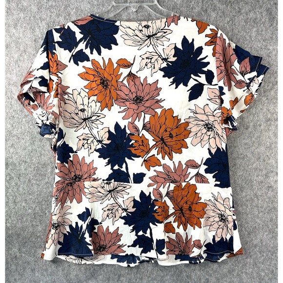 Liz Claiborne Blouse Women's 2XL Floral Button Up V-Neck Lightweight Casual Top - Picture 3 of 8